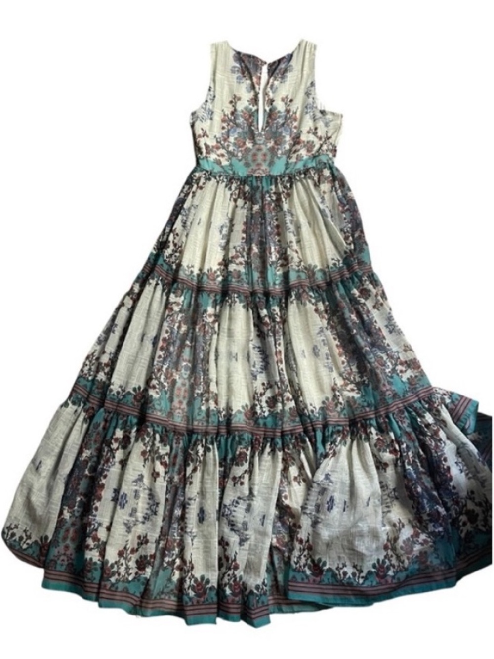 ANTHROPOLOGIE Bhanuni by Jyoti Madera Maxi Dress Sleeveless Floral size 2P - Picture 8 of 16